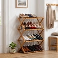 thumbnail image 1 of HDUTNGISN 4 Tier Foldable Bamboo Shoe Rack,Tool Free Setup Shoe Organizer, 20x10x22in Entryway Storage,Tawney, 1 of 11