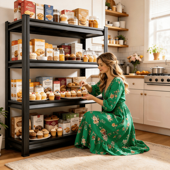 4-Tier Freestanding Storage 54"Hx36"W,Bakers Rack for Kitchen,Heavy Duty Metal Shelving,Rust-Resistant,Adjustable Shelves,2400lbs,Easy Install,Versatile Storage Shelf for Household Tidying