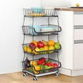 thumbnail image 1 of 4 Tier Fruit Vegetable Storage Basket Stand w/Wheels Cart Rack Kitchen Bathroom, 1 of 7