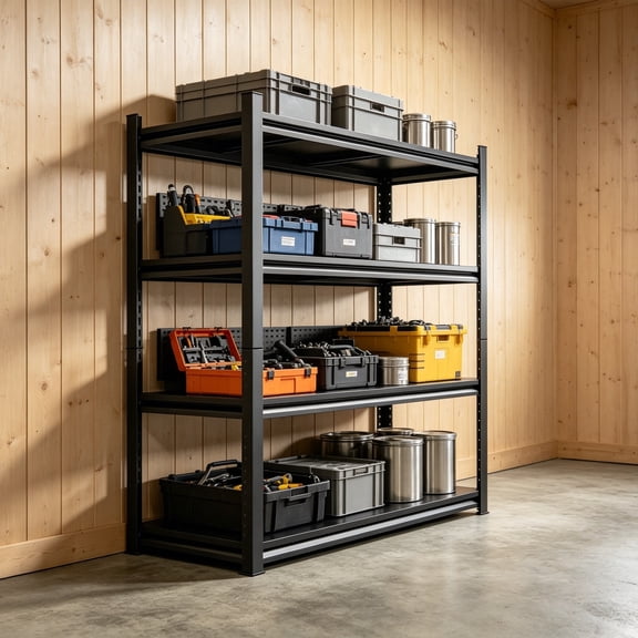 4-Tier Garage Shelving Unit, 2000 lbs Weight Capacity, Heavy-Duty Adjustable Metal Storage Shelf, 45"W x 18"D x 63"H for Warehouse, Pantry, Garage Organization