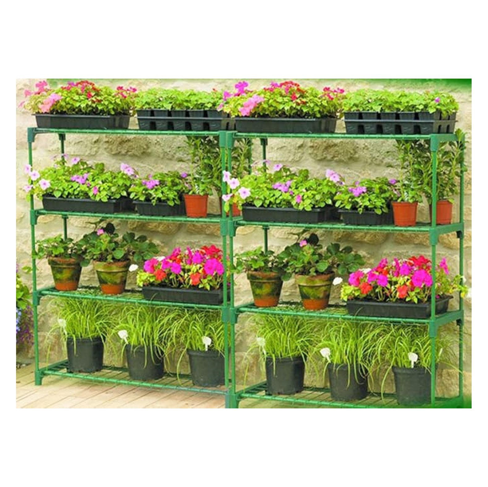 4 Tier Garden Greenhouse Shelving - 2 Pack Plant Stand, Steel Staging ...