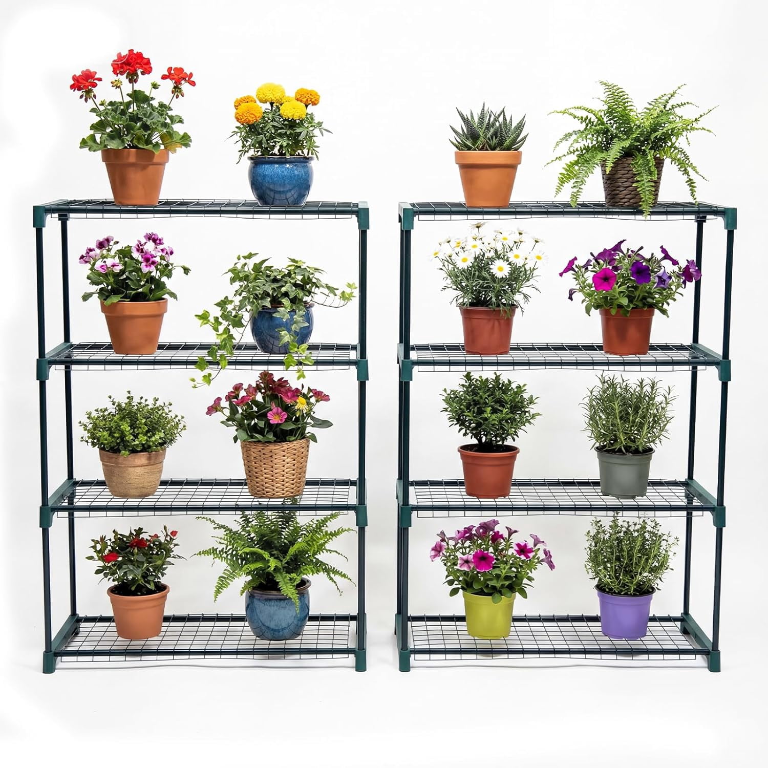 Stagig Racks 4 Tier Garden Greenhouse Steel Staging Shelving Plant Stand Garden ...