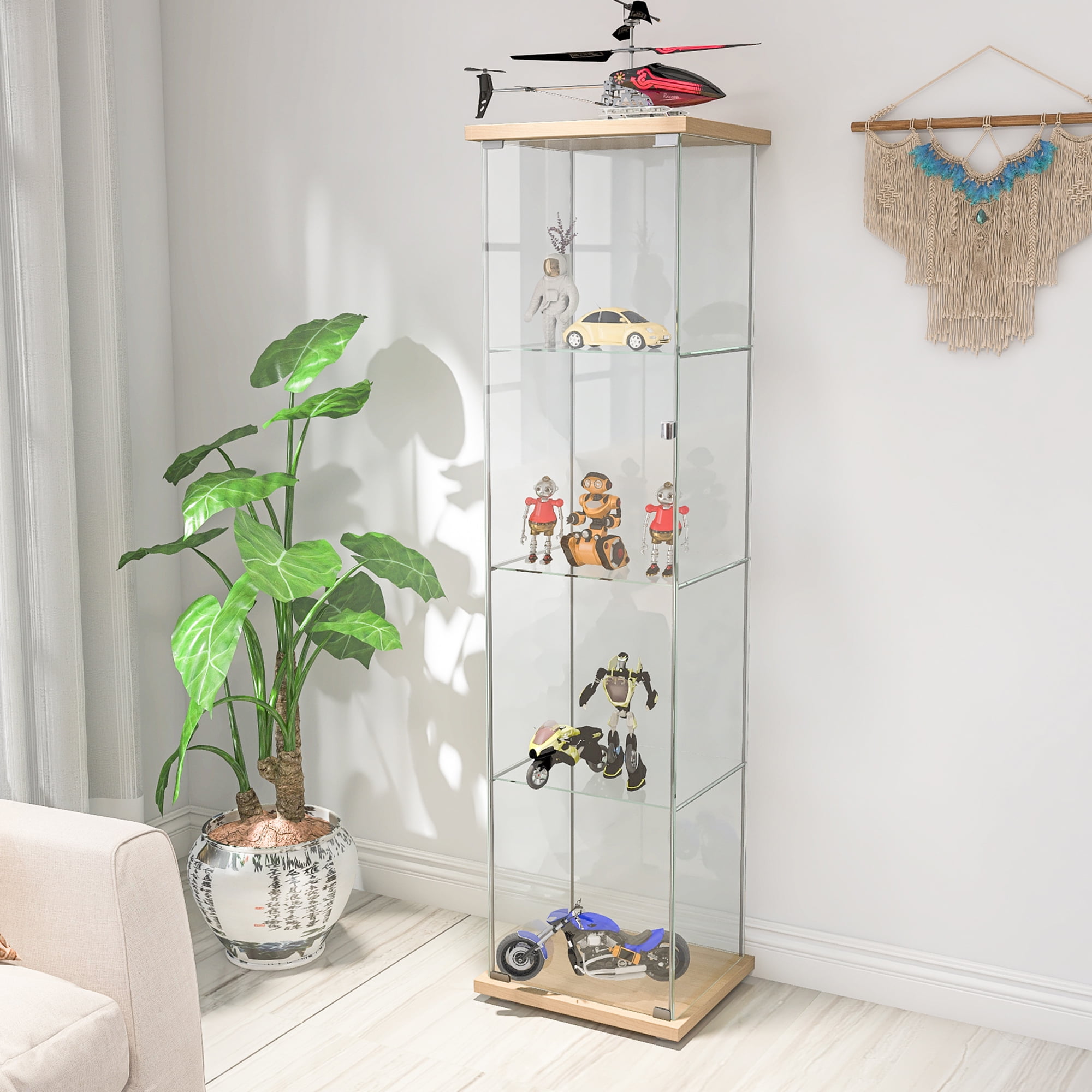 ERUPTA Ultra Clear Glass Display Cabinet with 2 Doors, Easy Install Glass  Display Case 4 Tiers with Locks for Figures, Curio, Collection Display