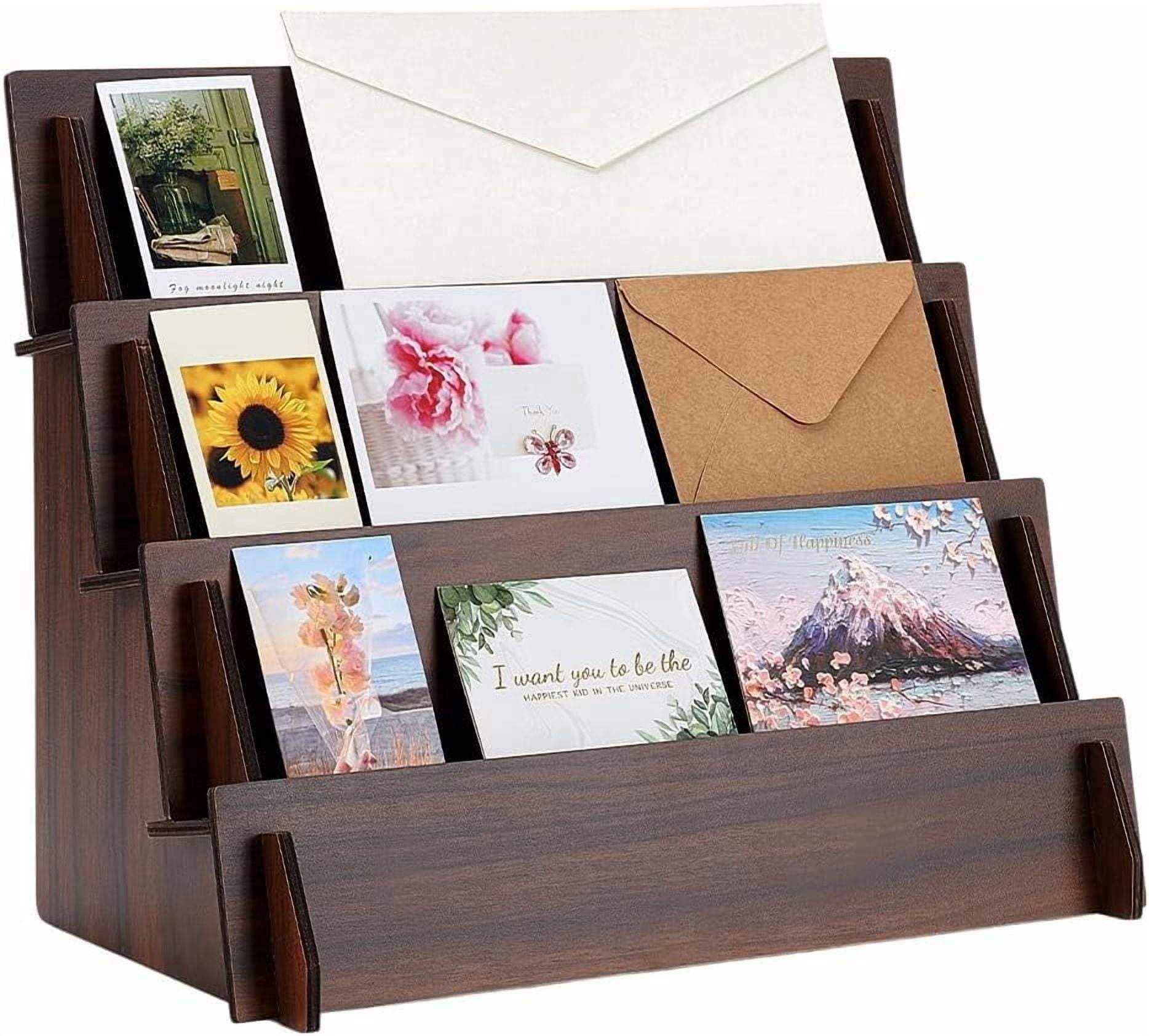 Fair Display Rack 4 Tier Greeting Card Display Stand Retail Wooden Display Riser Wood ...