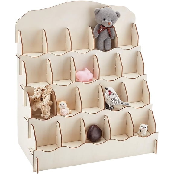 4 Tier Greeting Card Display Stand Wooden Card Holder Organizer Portable Sticker Storage for Retail Counter Vendor Table Vendor Events