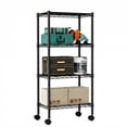 thumbnail image 1 of EDX 4 Tier Heavy Duty Adjustable Wire Shelving with Wheels, Storage Racks for Garage Kitchen Pantry Laundry Office, Easy Assembly, 23"W x 13"D x 48"H, Black, 1 of 11