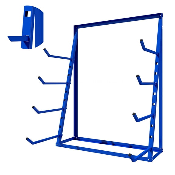 4-Tier Heavy-Duty Alloy Steel Lumber Storage Rack, 1000LBS Load Capacity, Adjustable Cantilever Shelving Unit for Garage, Workshop, Construction Materials Storage, Blue