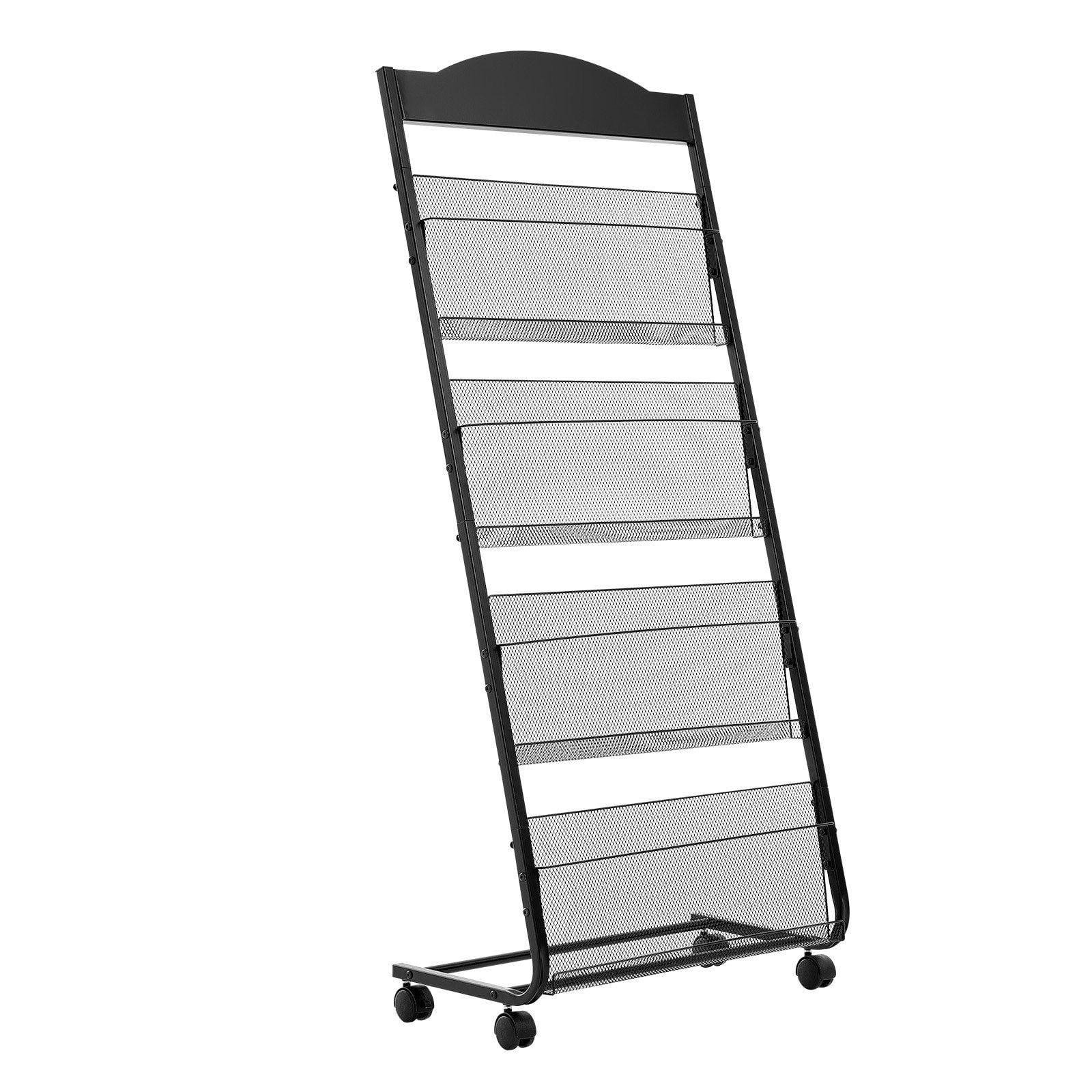 4 Tier Heavy Duty Brochure Display Rack with Wheels Movable Floor ...