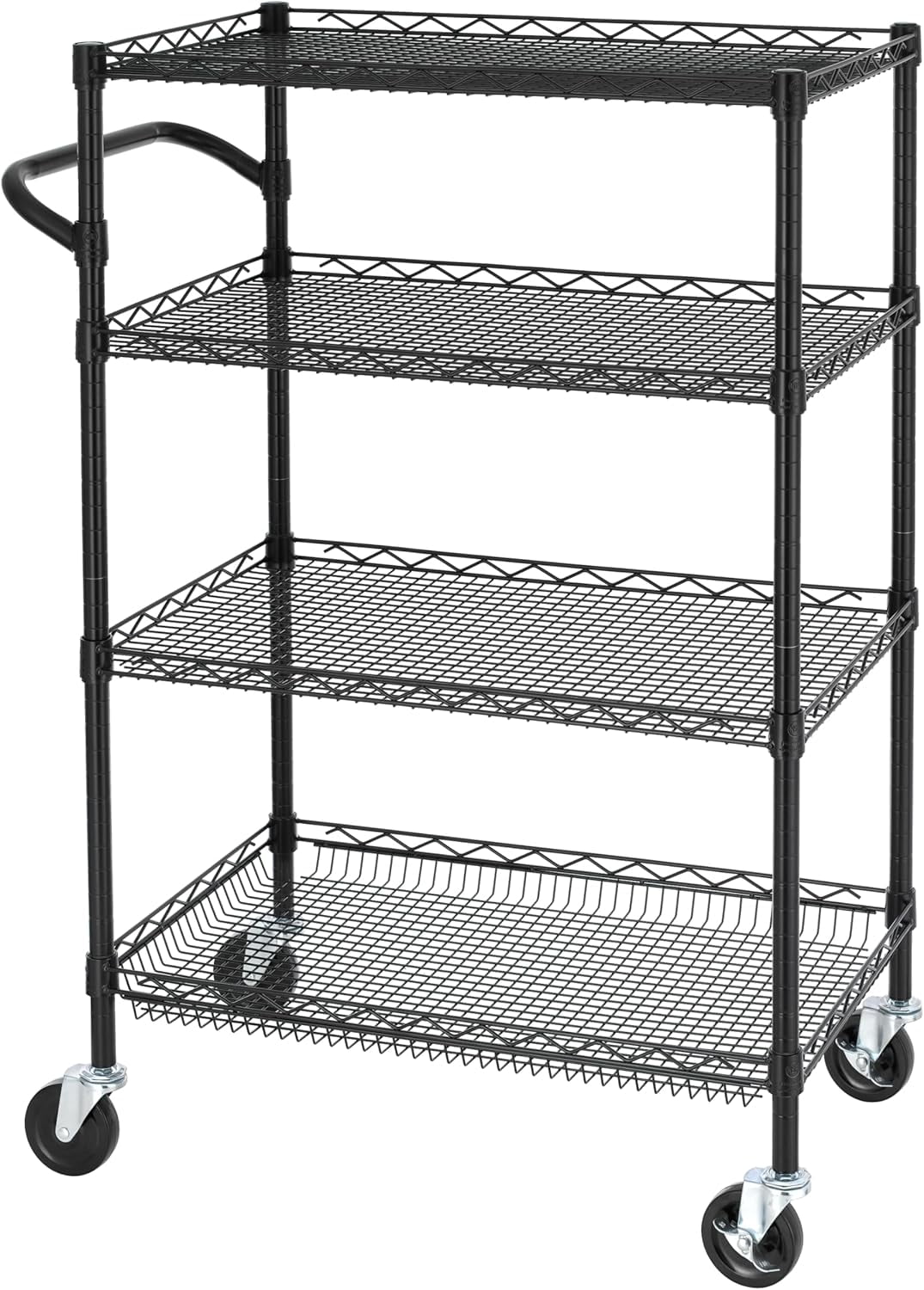4 Tier Heavy Duty Commercial Grade Movable Space-Saving Rack Cart ...