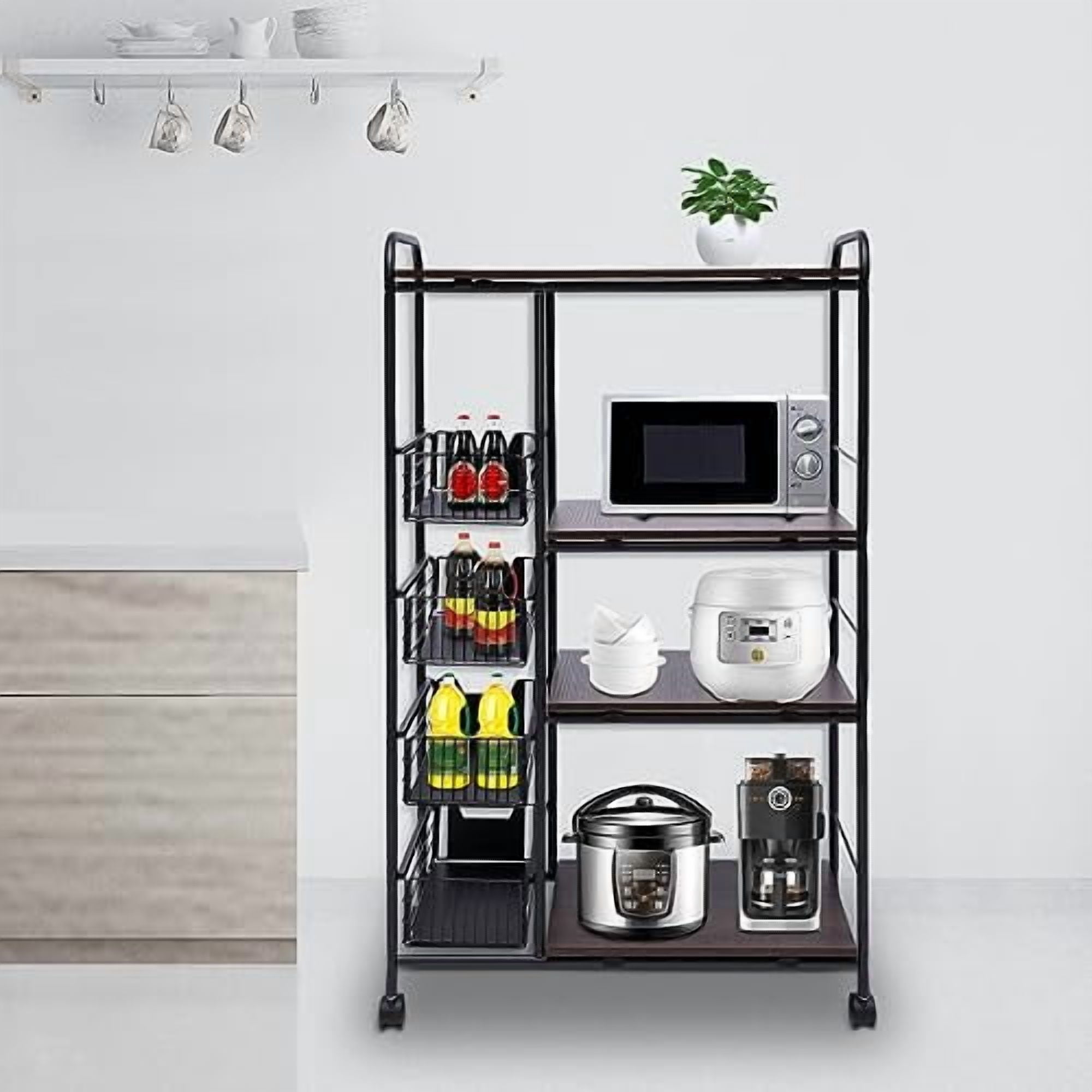 4 Tier Heavy Duty Foldable Metal Rack Storage Rack, Rolling Cart ...
