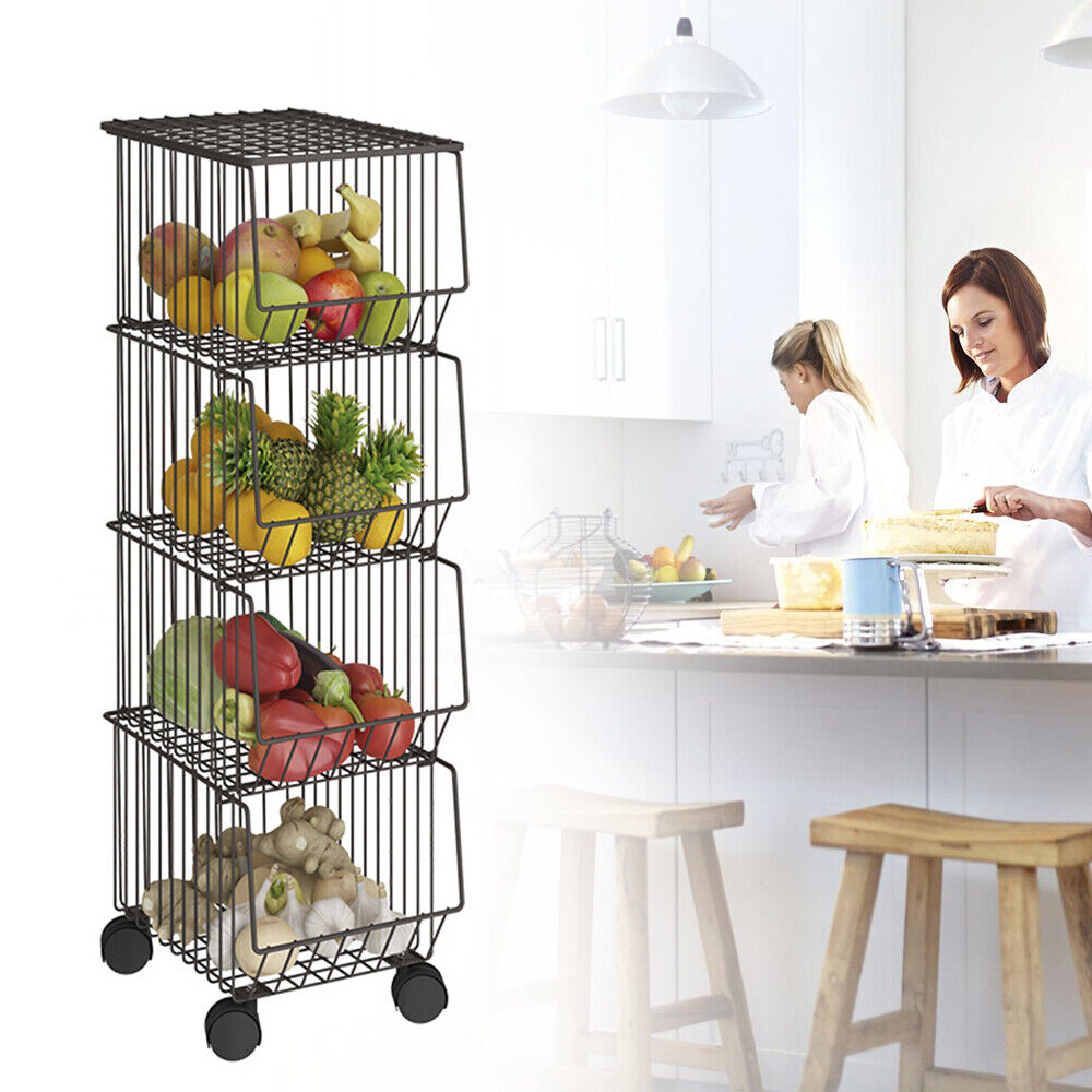 4 Tier Heavy Duty Metal Rack Storage Shelving Unit Fruit Vegetable
