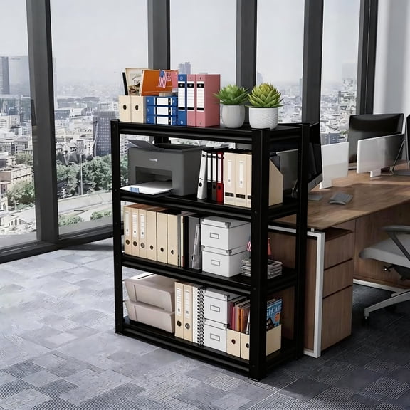 4 Tier Heavy Duty Metal Shelving Units, Adjustable Storage Shelves with Upgraded Reinforced Double-Layer Columns, Waterproof Durable Storage Rack for Kitchen Garage Office, 12"D x 32"W x 44"H
