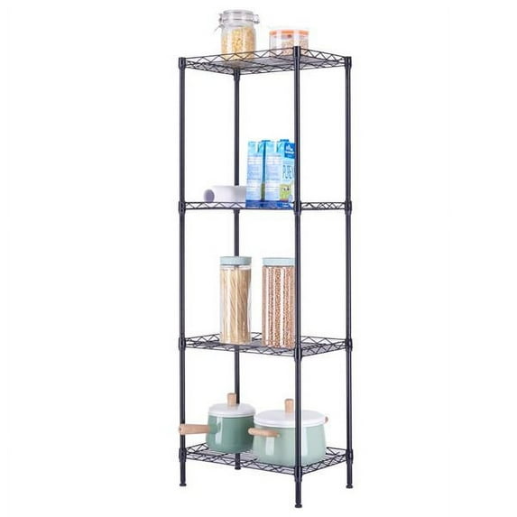 4-Tier Heavy Duty Metal Storage Rack – 400lbs Capacity Adjustable Wire Shelving Unit for Kitchen, Garage, Office | Tool-Free Assembly, Leveling Feet, Commercial & Home