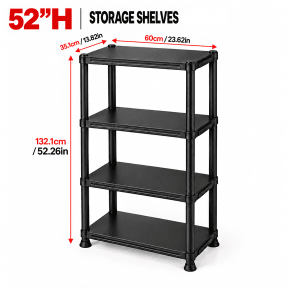 4-Tier Heavy-Duty Modular Plastic Storage Shelf