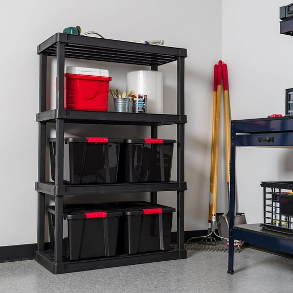 4-Tier Heavy Duty Plastic Shelving Unit