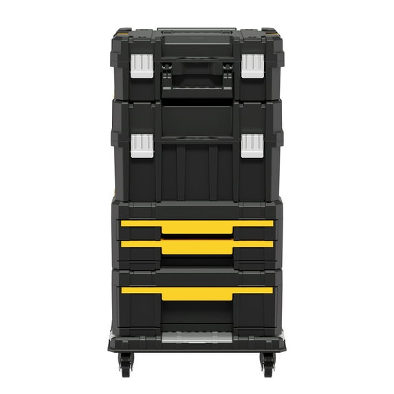 4 Tier Heavy Duty Rolling Tool Box, Stackable Modular Tool Storage Organizer System with Drawers for Garage Workshop