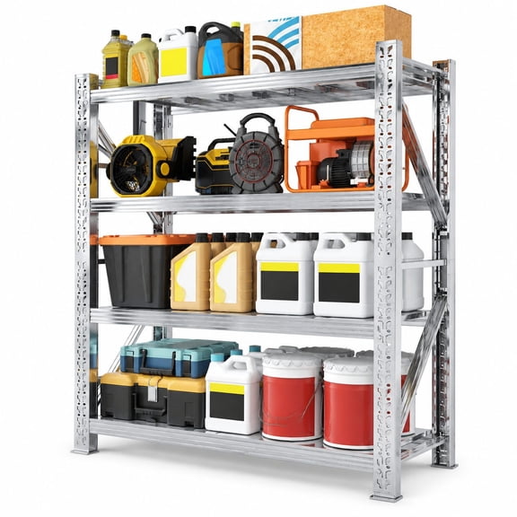 4-Tier Heavy-Duty Stainless Steel Storage Rack, 3000LBS Freestanding Industrial Shelving Unit for Garage, Basement & Supermarket, 68.9"W x 23.7"D x 70.8"H