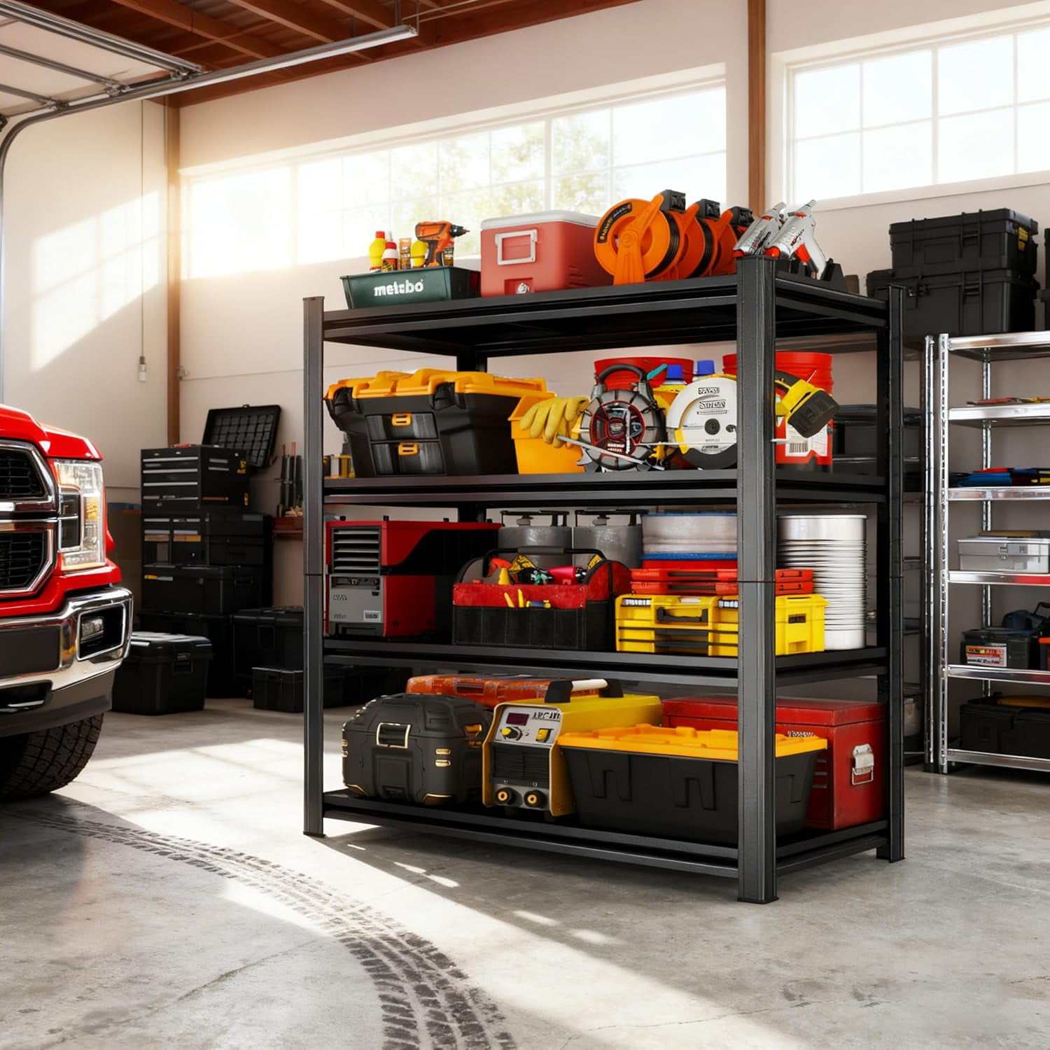 4-Tier Heavy Duty Steel Shelving, Industrial Shelving, Scratch-Proof ...