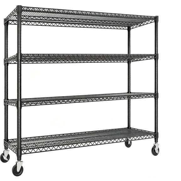 4 Tier Heavy Duty Wire Shelving Unit on Wheels, Adjustable Metal Rack with Locking Casters, 660 LBS/Shelf for Garage Kitchen