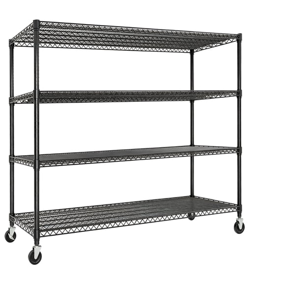 4 Tier Heavy Duty Wire Shelving Unit on Wheels, Adjustable Metal Rack with Locking Casters, 660 LBS/Shelf for Garage Kitchen