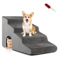thumbnail image 1 of 4-Tier High Density Foam Dog Ramps Extra Wide Pet Stairs with Non-slip Bottom-Gray, Dog Stairs for Small Dogs, Dog Steps Stairs Ramps for High Bed Couch, 1 of 9