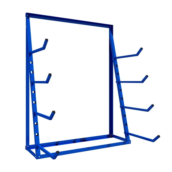 4-Tier Horizontal Lumber Storage Rack, Heavy Duty Pipe Organizer Support Rack, 1000lbs Load Capacity Bar Storage Shelf For Garage, Basement, Pantry, Workshop, 16" D x 47.6" W x 61.4" H, Blue