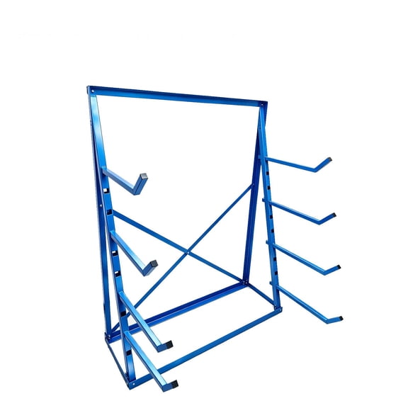 4-Tier Horizontal Lumber Storage Rack, Heavy Duty Steel Pipe Organizer Support Rack, 1000lbs Load Capacity Adjustable Bar Storage Shelf For Garage, Basement, 16" D x 47.6" W x 61.4" H, Blue