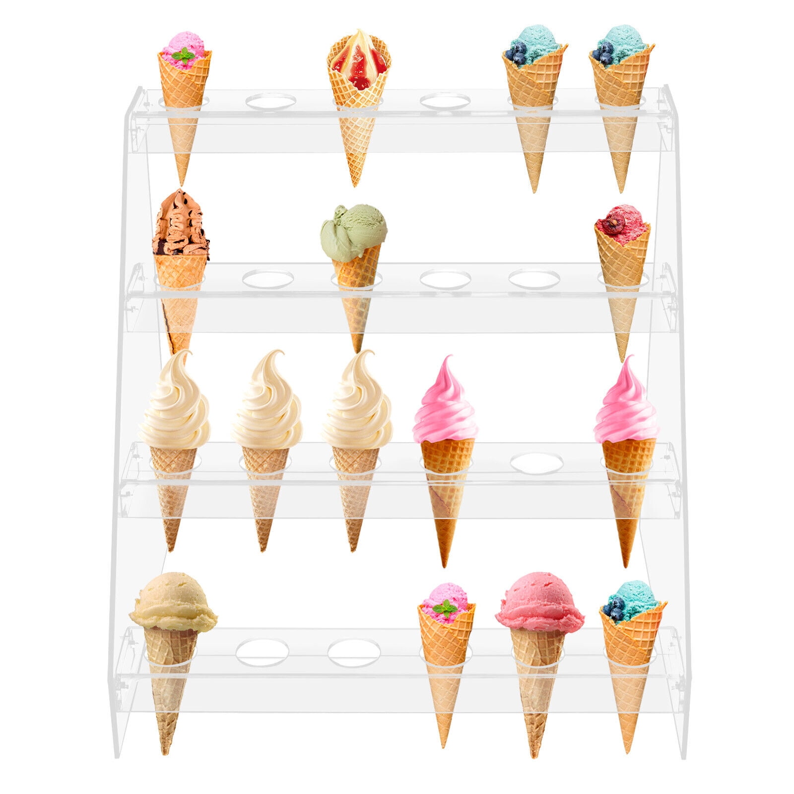 4 Tier Ice Cream Cone Holders 24 Hole Acrylic Cone Display Stand Cake