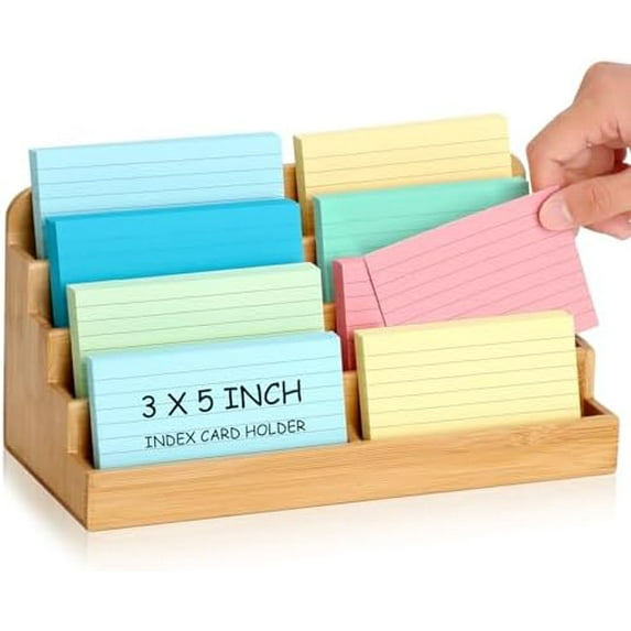 4 Tier Index Card Display Stand 3x5 Inch Index Card Organizer Wood ...