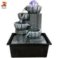 thumbnail image 1 of 4-Tier Indoor Water Fountain Waterfall Home Decor with LED Lights & Crystal Ball, 1 of 12