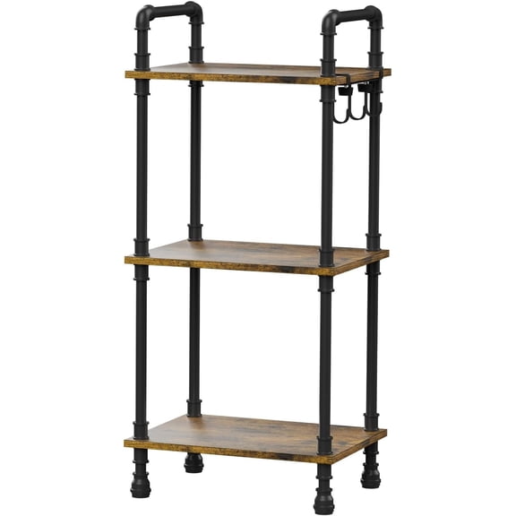 4-Tier Industrial Pipe Ladder Shelf, Style Bookshelf, Freestanding Storage Rack Organizer for Living Room, Bedroom, Kitchen (Brown(3-Tier))