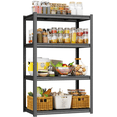 thumbnail image 1 of 4-Tier Industrial Utility Rack, Black Metal Garage Shelves, Heavy-Duty Adjustable Storage , Double-Layer Column with Reinforced Ribs, Heavy-Duty,Ideal for Basement Warehouse Garage Kitchen, 1 of 9