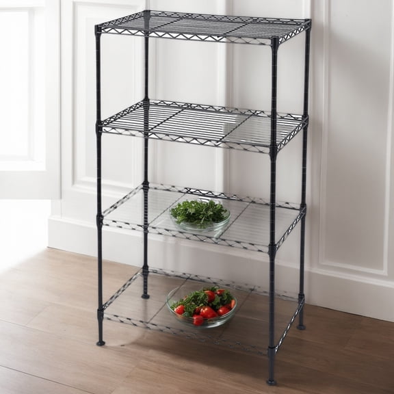 4-Tier Industrial Welded Steel Wire Shelving Unit, Heavy Duty Storage Rack