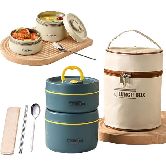 4-Tier Insulated Lunch Container Set, Stackable Stainless Steel Bento Box with Insulated Bag, Leakproof and Microwave-Safe for Work and Picnics
