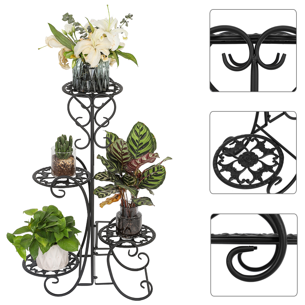 4 Tier Iron Art Flower Pot Stand Rack Plant Stand Garden Display Holder Shelf Rack Home&Garden