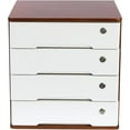 thumbnail image 1 of 4 Tier Jewelry Box, Wooden Desktop Storage Box with Lockable Drawers, Office Supplies File Organizer, Flat File Cabinet, Art Storage Cabinets, Multipurpose Tool Box（Walnut + White）, 1 of 9