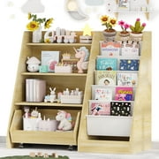 Bel Ark 4-Tier Kids Bookshelf and Toy Storage, Book Shelf for Kids Rooms, Wooden bookcase for Toddler Children Baby in Nursery Playroom Living Room - Idea Gifts for Boys and Girls (Oak)