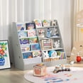 thumbnail image 1 of 4-Tier Kids Bookshelf and Toy Storage, Book Shelf for Kids Rooms, Wooden bookcase for Toddler Children in Nursery Playroom Living Room - Idea Gifts for Boys and Girls (Wood Color), 1 of 7
