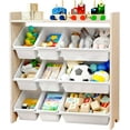 4Tier Kids' Toy Storage Organizer Shelf 100 Solid Wood,Children's