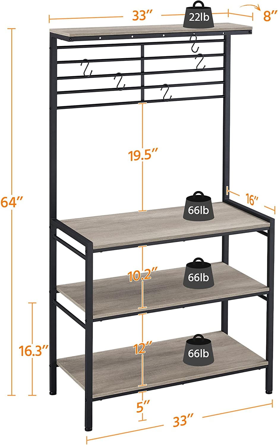 4Tier Kitchen Baker's Rack, Industrial Bakers Racks with High Display