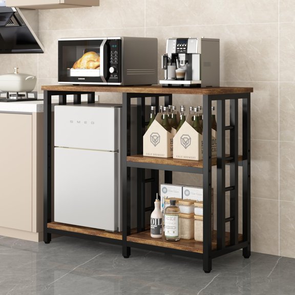 4-Tier Kitchen Bakers Rack with Wood Top, Standard Finish