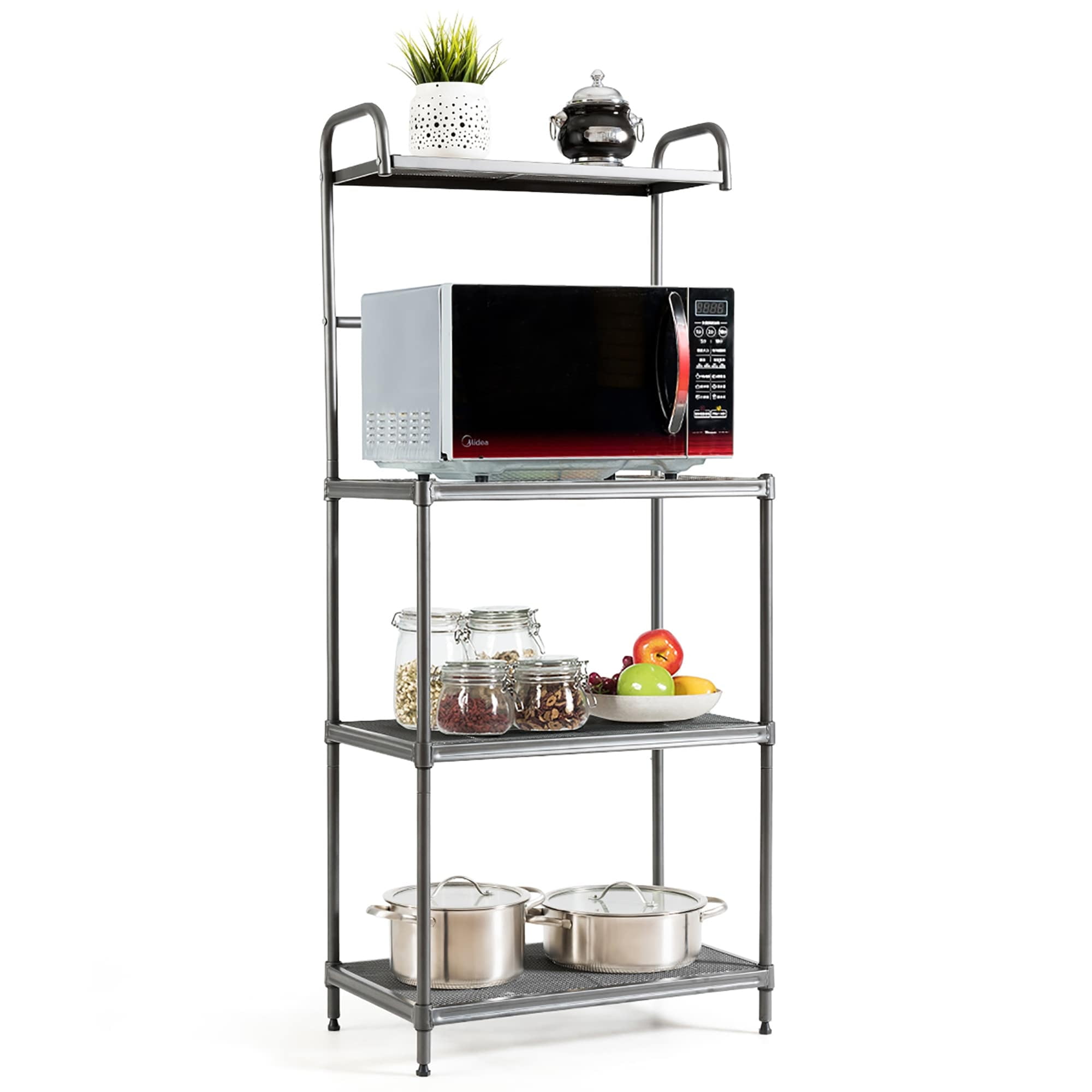 4Tier Kitchen Microwave Storage Rack Oven Stand Grey