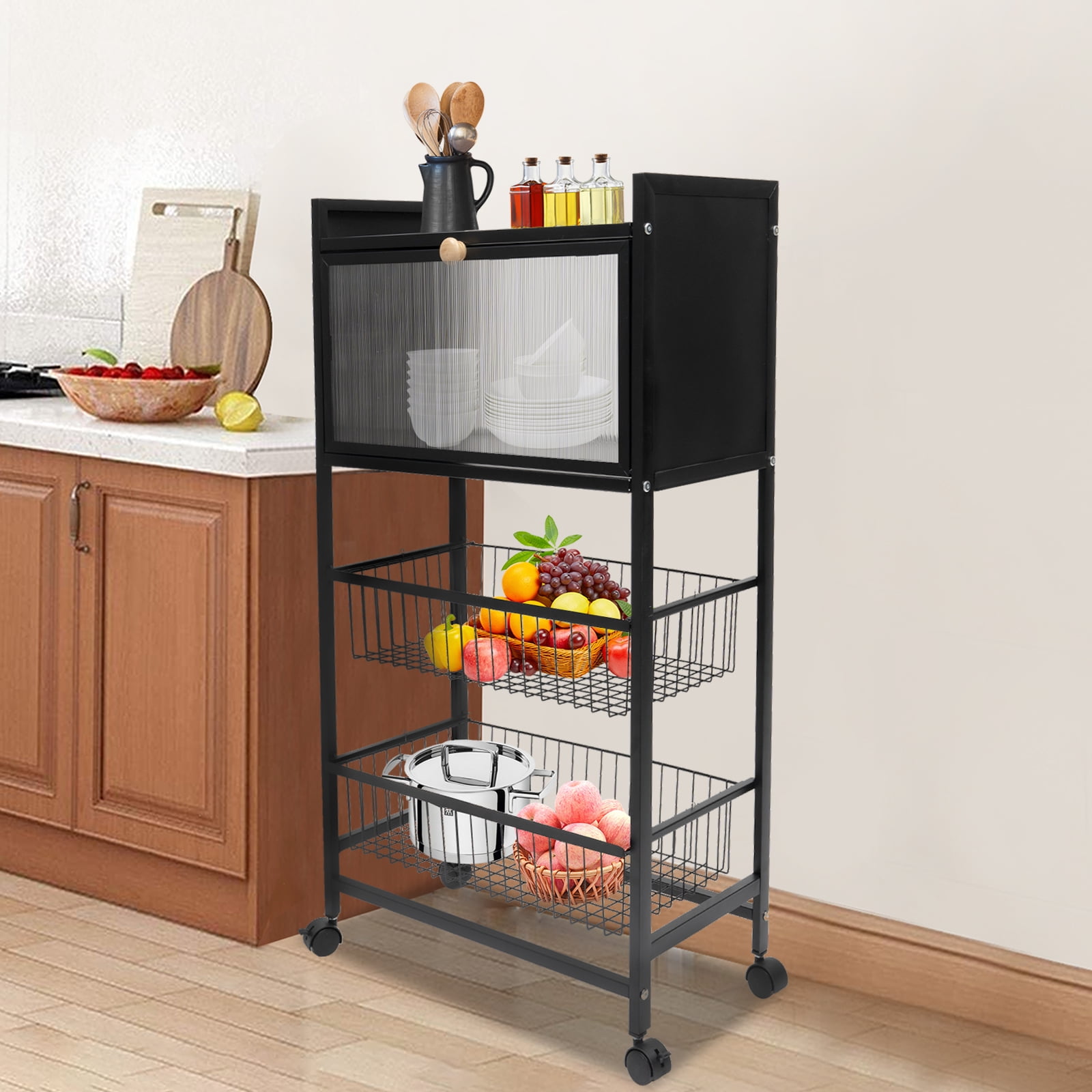 4 Tier Kitchen Organizer Shelf Bread Rack Coffee Station Microwaves