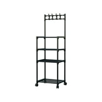 4-Tier Kitchen Storage Cart with Wheels, Multi-Functional Home Organizer Shelf, Portable Rolling Shelving Unit for Kitchen, Bathroom, Living Room, Durable Plastic & Steel