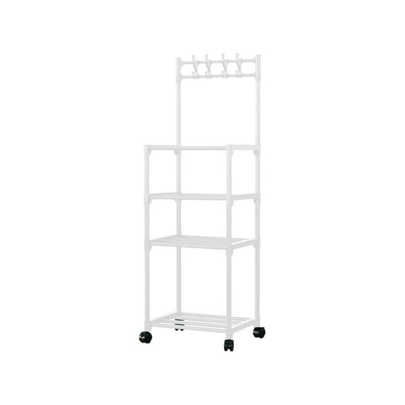4-Tier Kitchen Storage Cart with Wheels, Multi-Functional Home Organizer Shelf, Portable Rolling Shelving Unit for Kitchen, Bathroom, Living Room, Durable Plastic & Steel