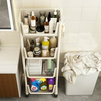 4-Tier Kitchen Storage Cart with Wheels, Multi-functional for Living Room or Bathroom, Easy to Move Organizer, 37.4x11.8x7.87 Inches