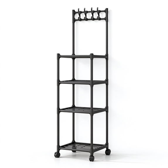 > 4 Tier Kitchen Storage Rack with Wheels, Coffee Bar Station ...