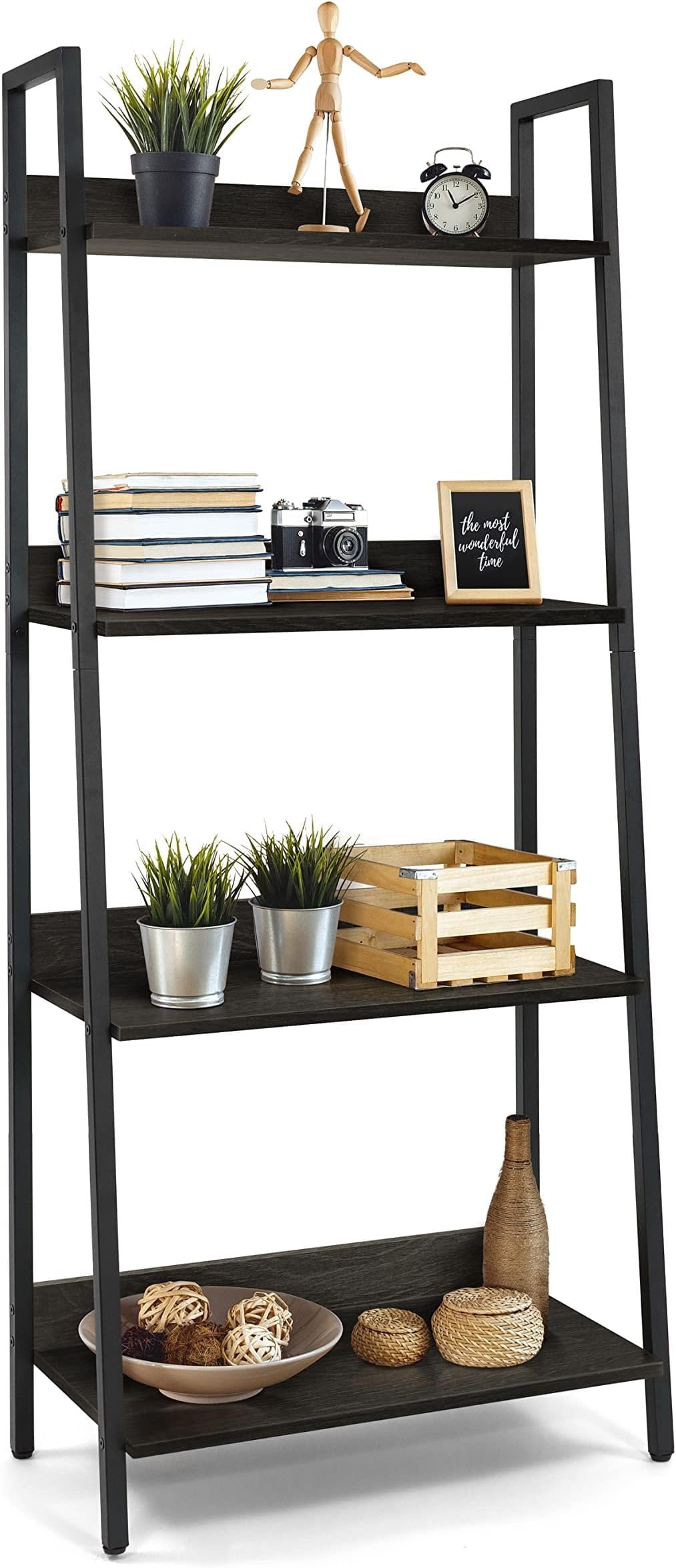 Bl Shelf 4 Tier Ladder Bookshelf, 24 Inch Width Free Standing Shelf, Bookcase ...