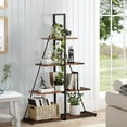 thumbnail image 1 of 4-Tier Ladder Bookshelf, Versatile A-Shaped Bookcase, Tall Ladder Shelf Storage Organizer, Industrial Metal Frame Ladder Display Shelf for Living Room, Home Office, 1 of 7