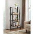 thumbnail image 1 of VASAGLE 4-Tier Ladder Shelf Ladder Bookshelf Bookcase Storage Rack with Steel Frame Hazelnut Brown and Black, 1 of 10